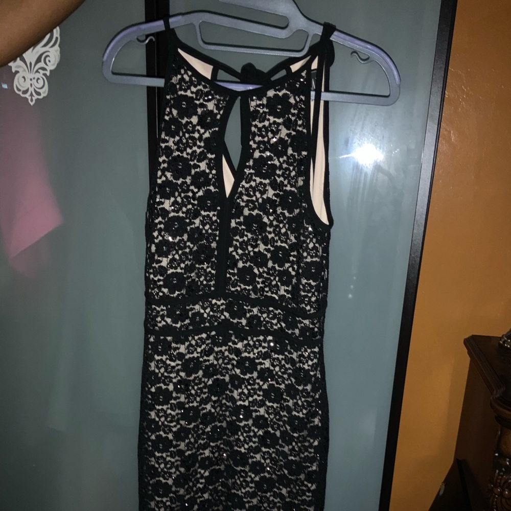Black and Tan dress with opening in front